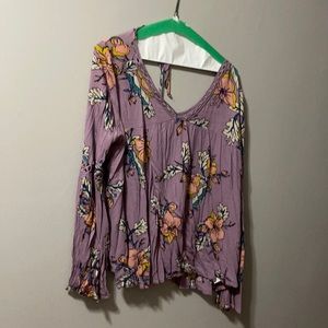 Purple Floral long sleeve with cut out on the back